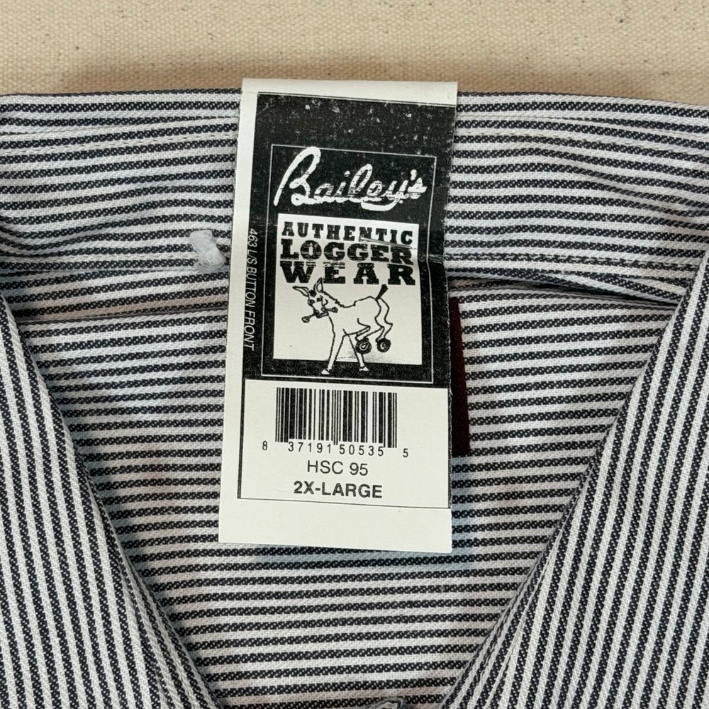 Baileys Logger Wear Hickory Stripe Shirt Mens 2XL HSC 95 NEW Workwear Pin Stripe - Picture 2 of 5